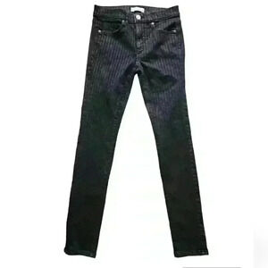Ann Taylor Loft Shimmer Pinstripe Slim Pocket Skinny Black Jeans - sz 24